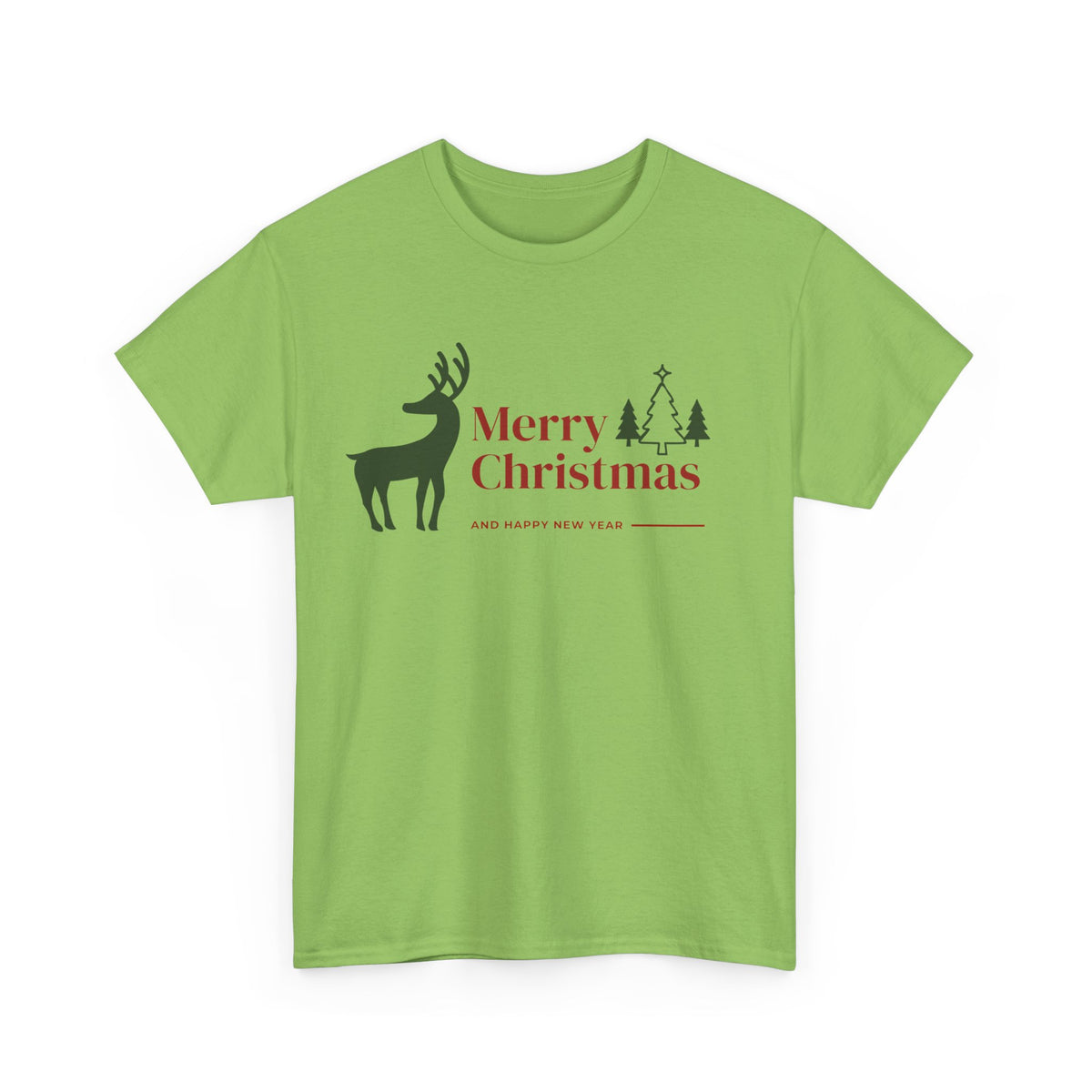 Merry Christmas Deer - Unisex Heavy Cotton Tee