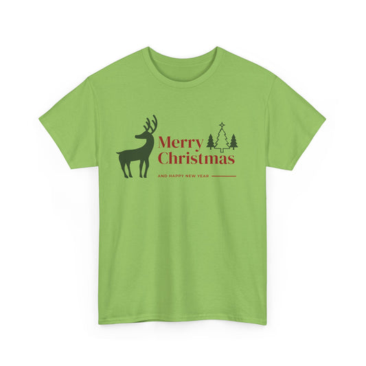 Merry Christmas Deer - Unisex Heavy Cotton Tee