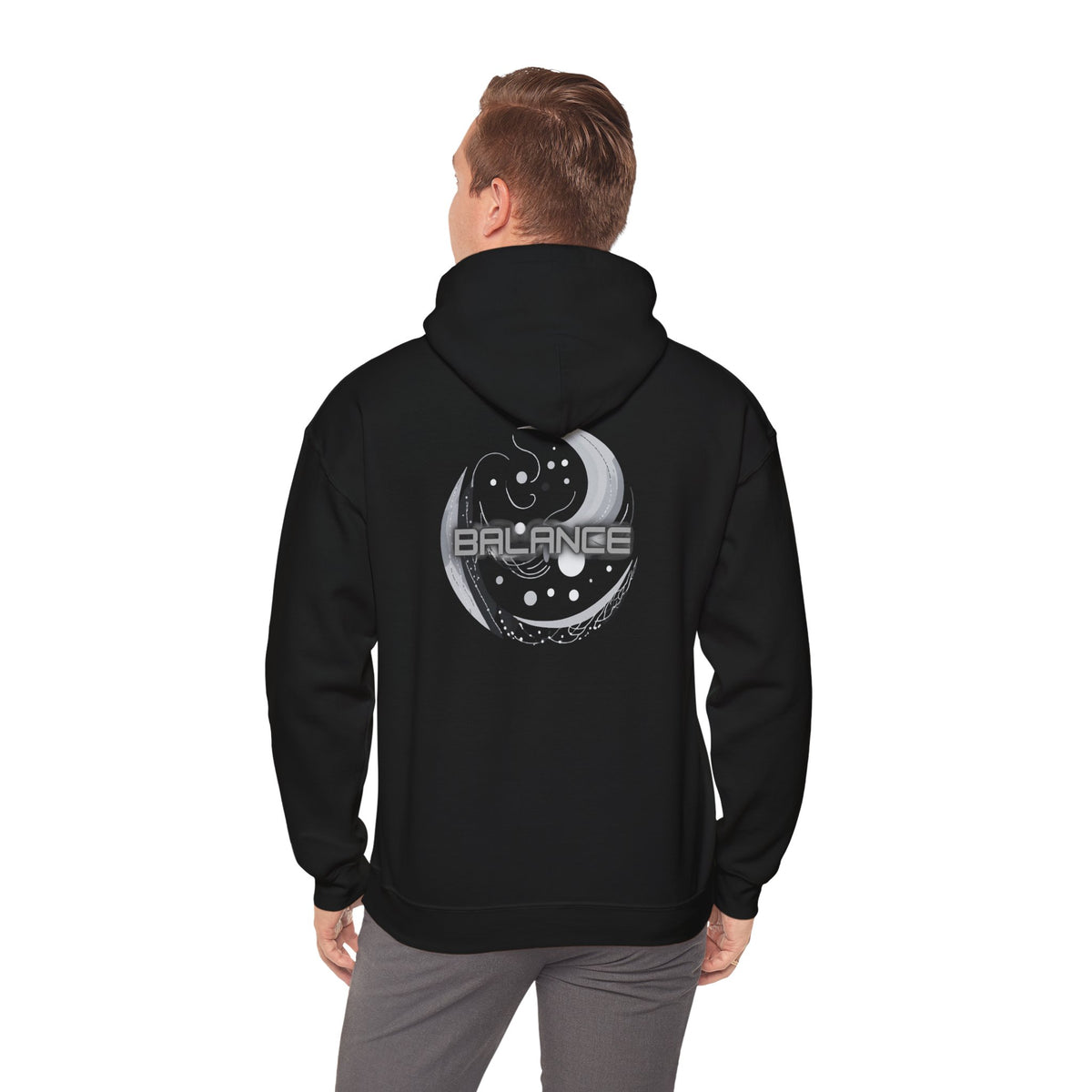 Balance (printed on back) - Statement Graphic - Unisex Heavy Blend™ Hooded Sweatshirt