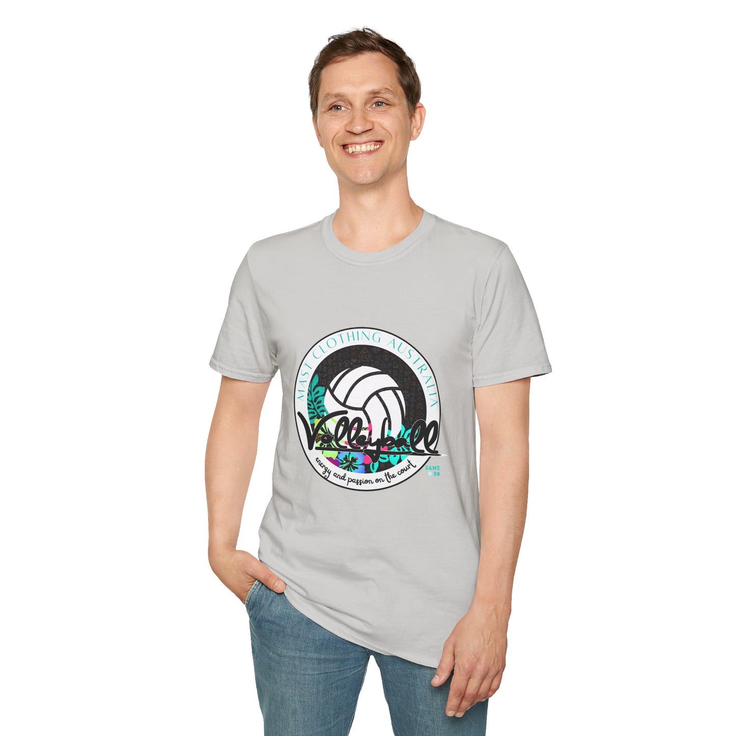 Volleyball graphic (teal) - Unisex Softstyle T-Shirt