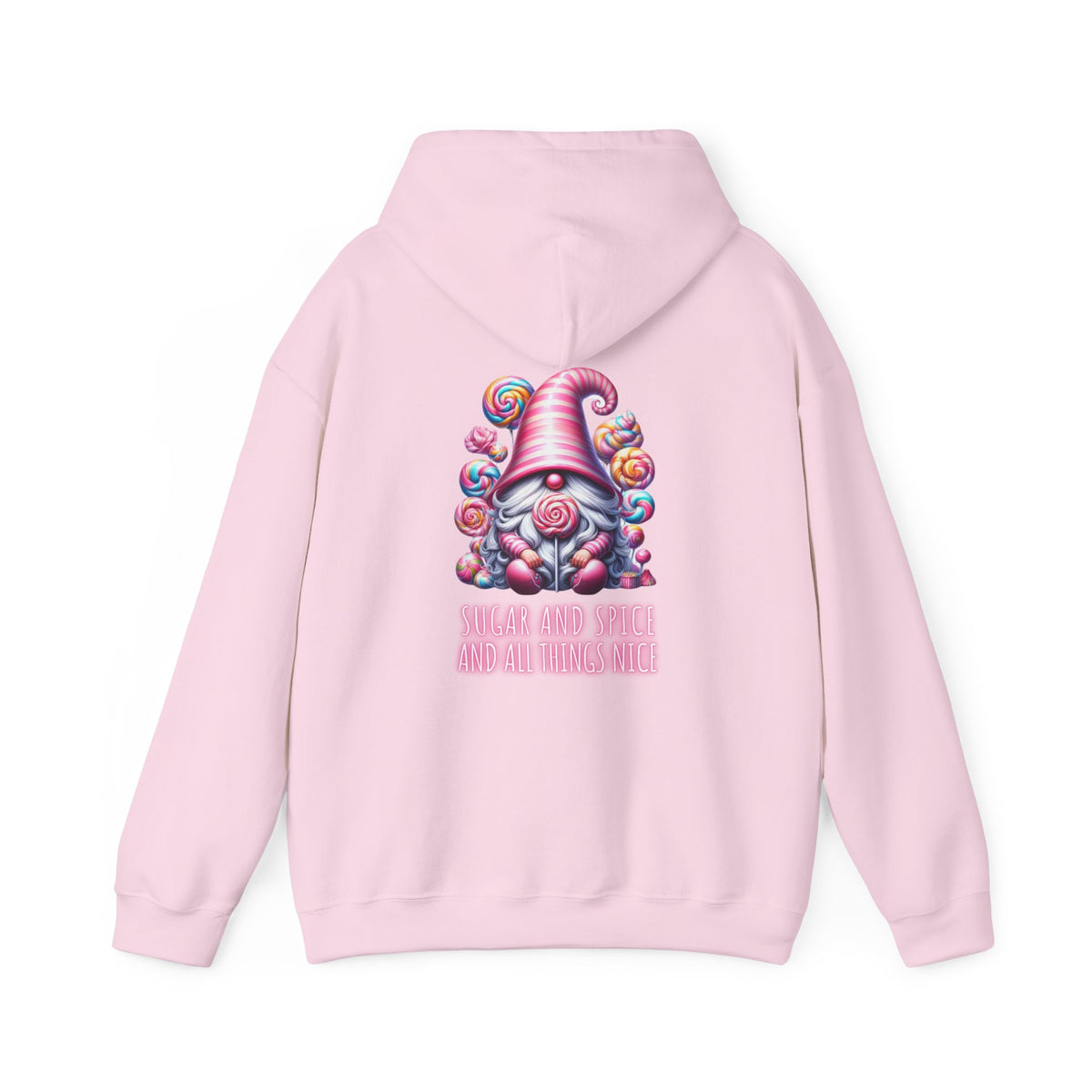 Sugar and Spice and all things nice (printed on back) - Gnome - Unisex Heavy Blend™ Hooded Sweatshirt