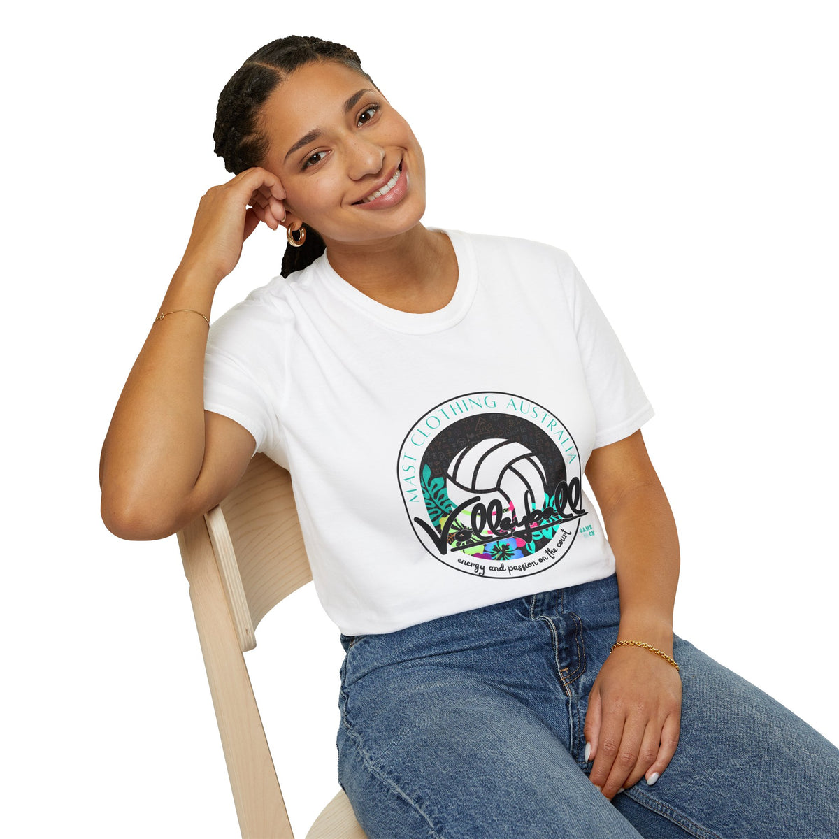 Volleyball graphic (teal) - Unisex Softstyle T-Shirt