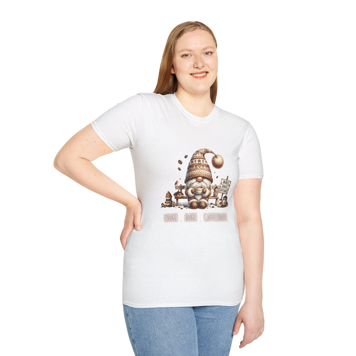 Wake Bake Caffeinate Gnome - Unisex Softstyle T-Shirt