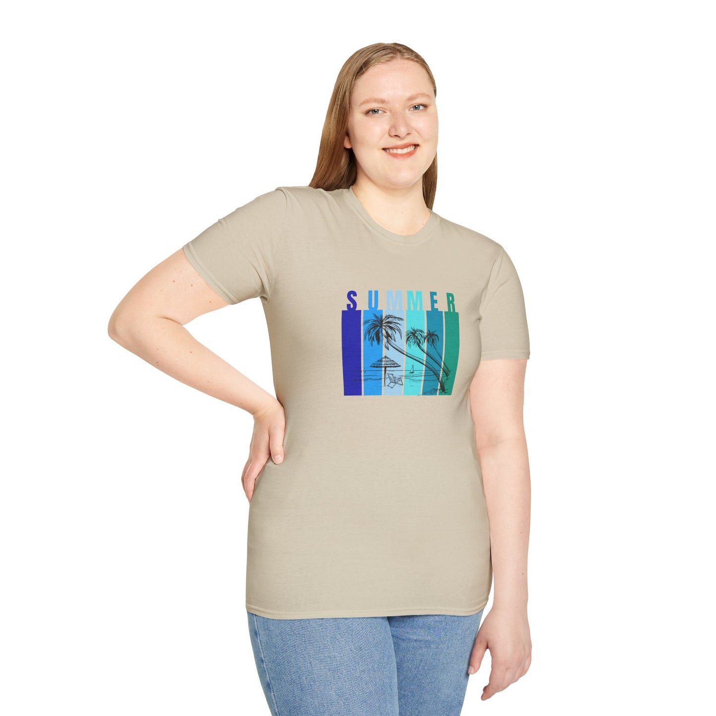 Summer (blue bars) - Unisex Softstyle T-Shirt