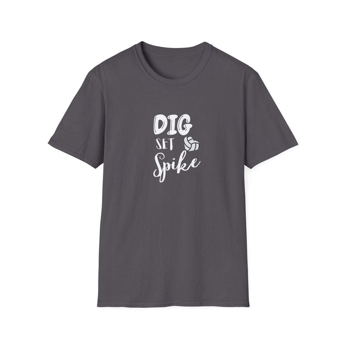 Dig Set Spike (heart ball) - Unisex Softstyle T-Shirt