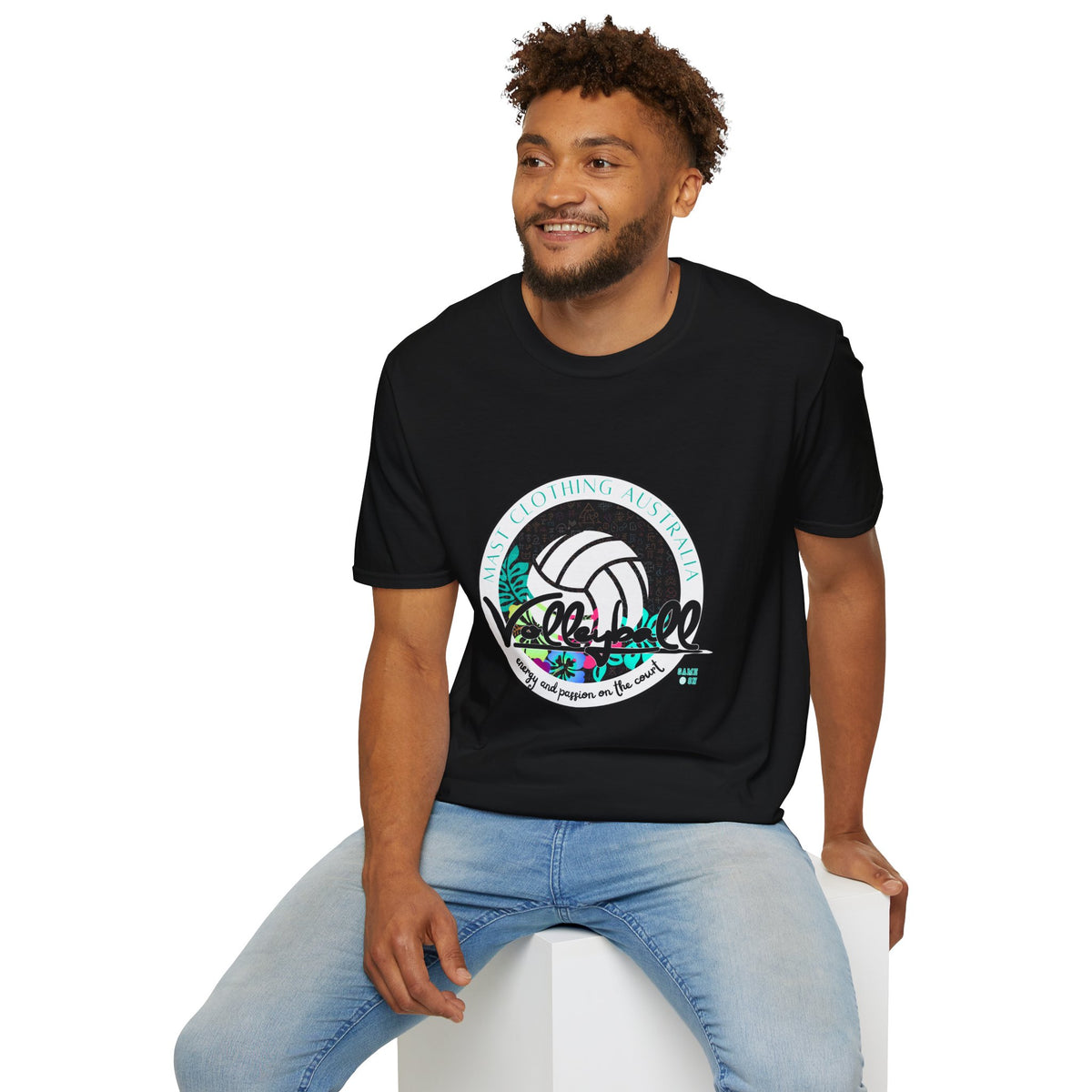 Volleyball graphic (teal) - Unisex Softstyle T-Shirt