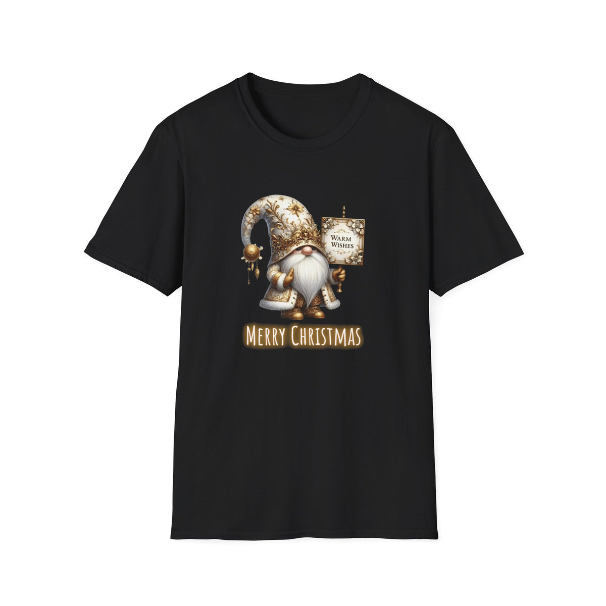 Merry Christmas Gold Gnome - Unisex Softstyle T-Shirt