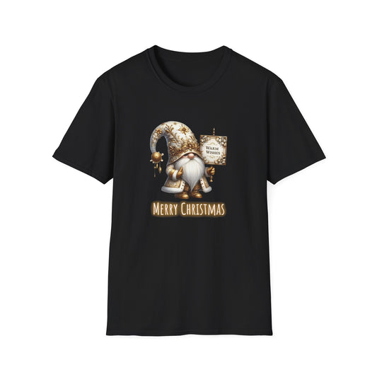Merry Christmas Gold Gnome - Unisex Softstyle T-Shirt