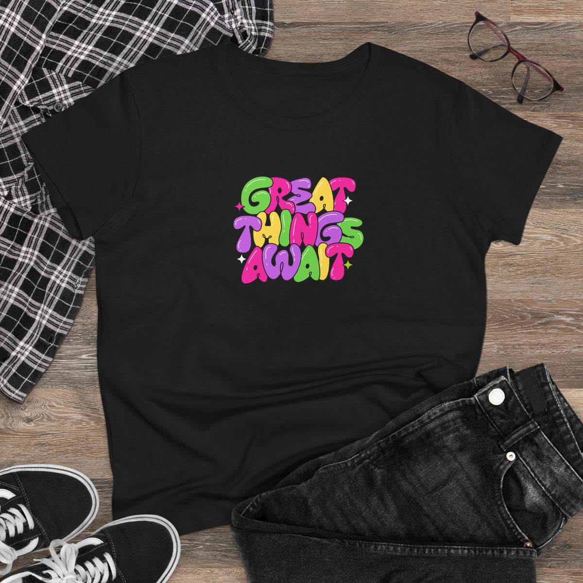 Great things await - Women's Midweight Cotton Tee