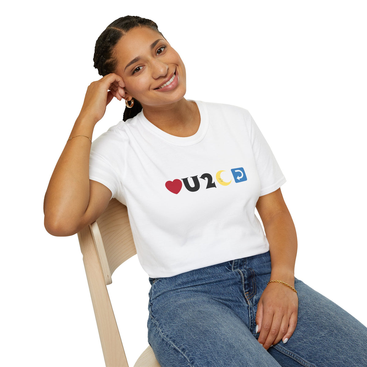 Love you to the moon and back emoji - Unisex Softstyle T-Shirt