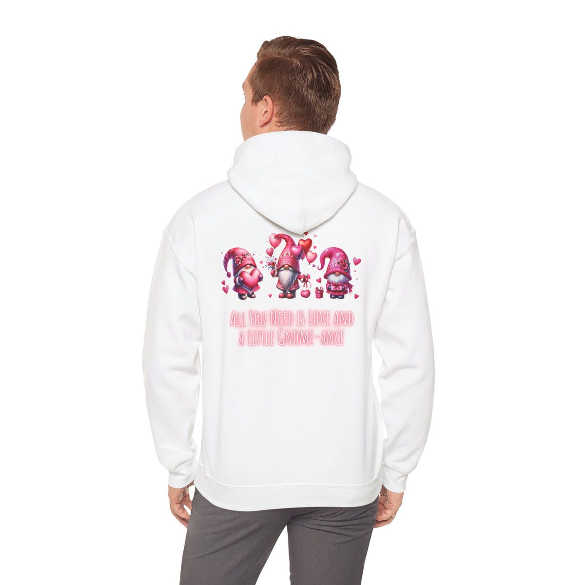 All you need is a little gnome-ance (printed on back) - Gnomes - Unisex Heavy Blend™ Hooded Sweatshirt