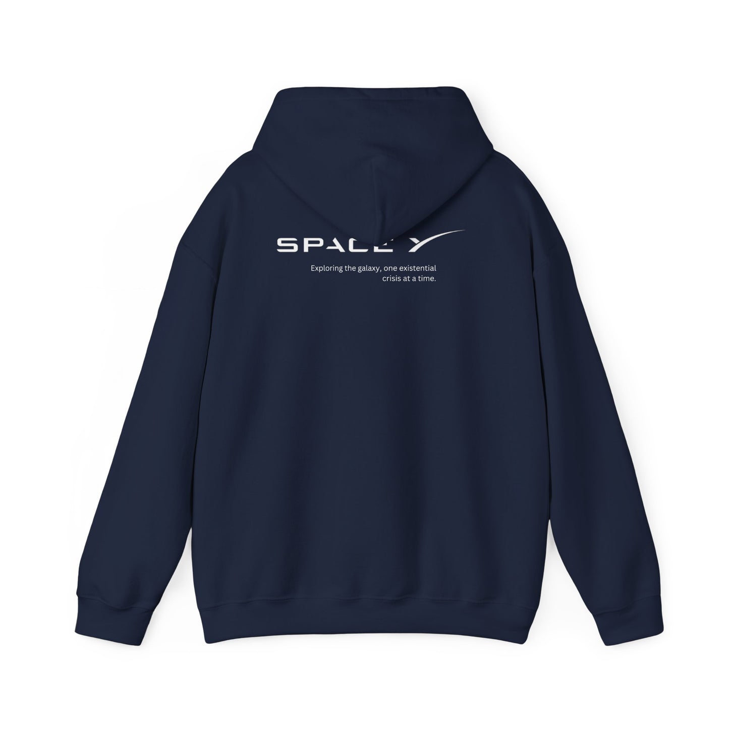 Space Y - exploring the galaxy one existential crisis at a time (printed on back) - Modern Vibes - Unisex Heavy Blend™ Hooded Sweatshirt