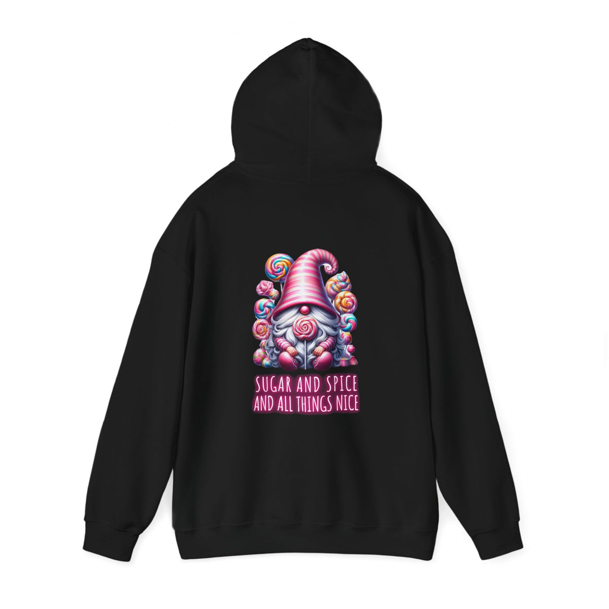 Sugar and Spice and all things nice (printed on back) - Gnome - Unisex Heavy Blend™ Hooded Sweatshirt