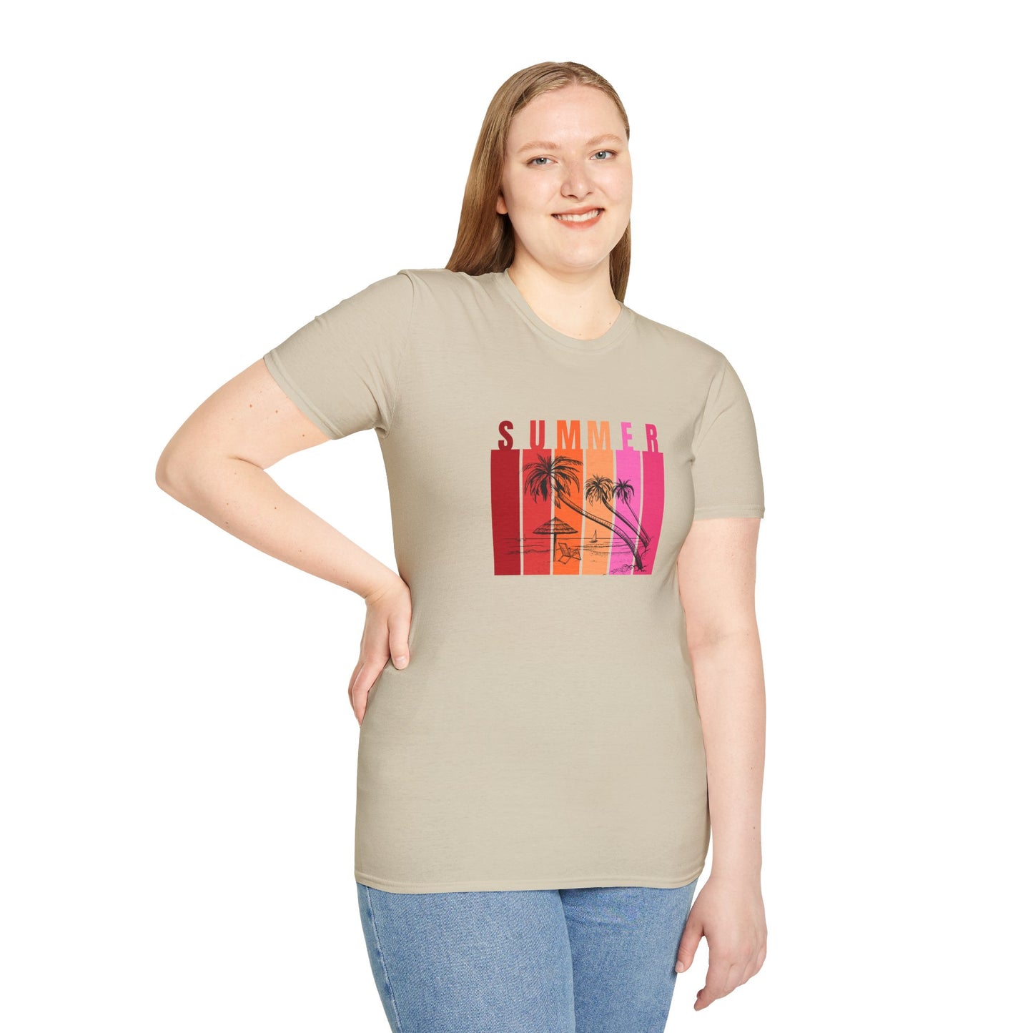 Summer (red bars) - Unisex Softstyle T-Shirt