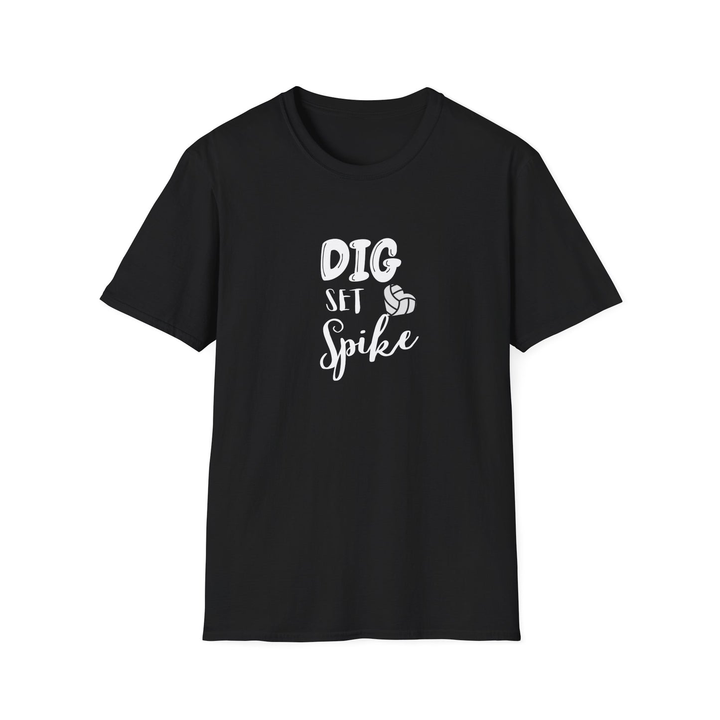 Dig Set Spike (heart ball) - Unisex Softstyle T-Shirt