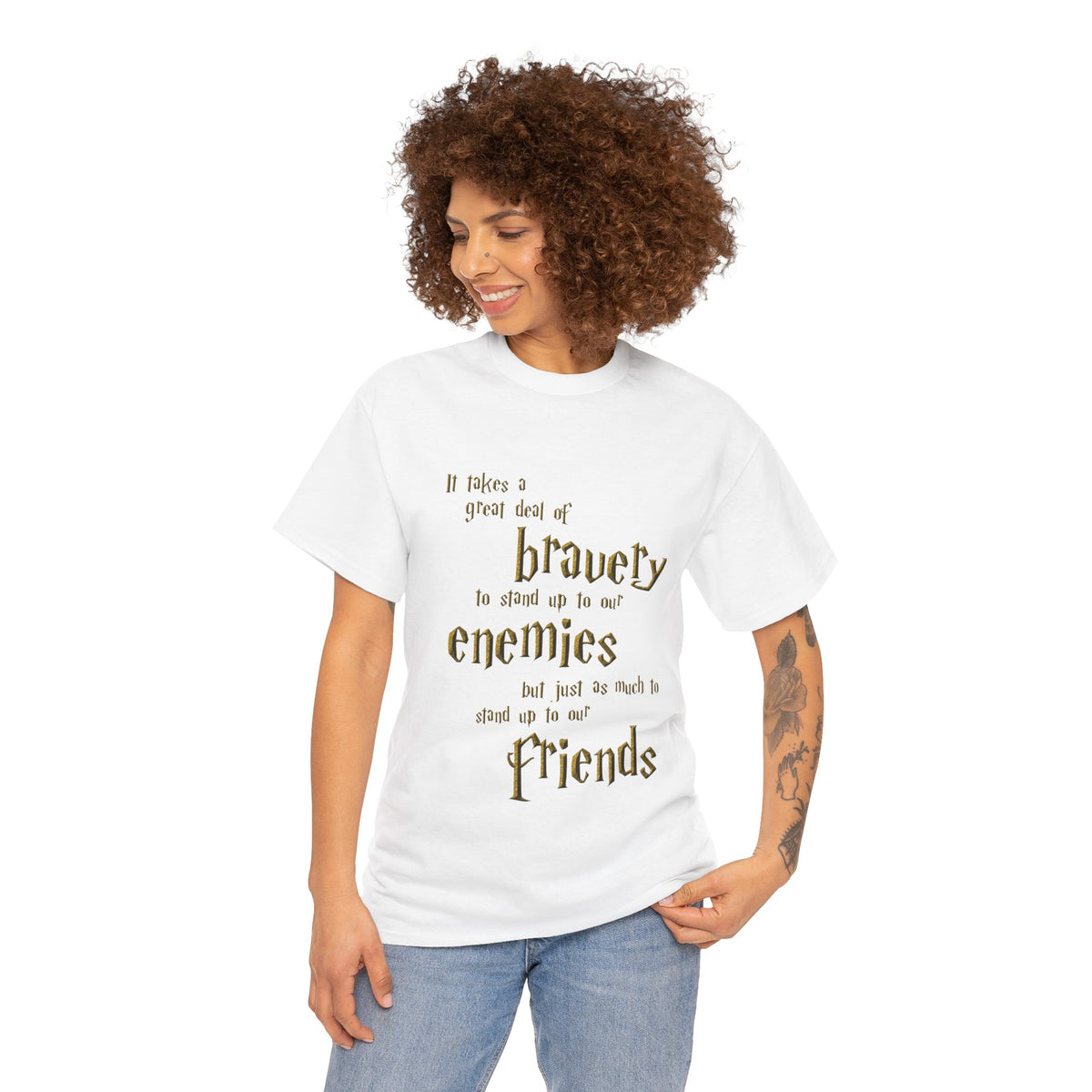 It takes a great deal of bravery to stand up to our enemies (Harry Potter) - Unisex Heavy Cotton Tee