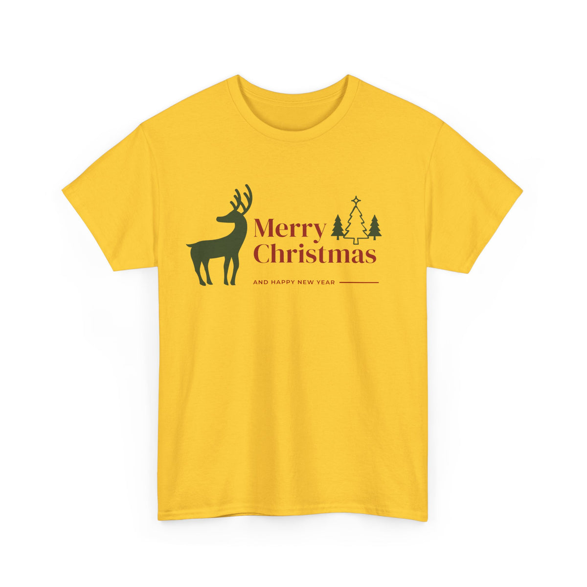 Merry Christmas Deer - Unisex Heavy Cotton Tee