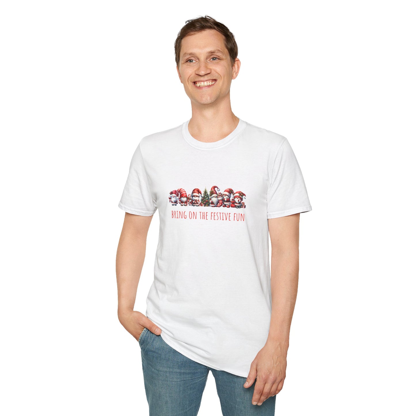 Bring on the Festive Fun Gnomes - Christmas- Unisex Softstyle T-Shirt