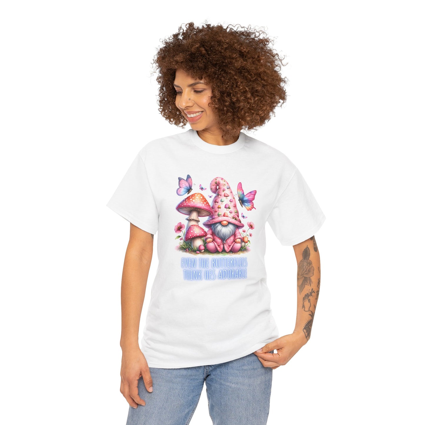 Even the butterflies think he's adorable - Gnome - Unisex Heavy Cotton Tee