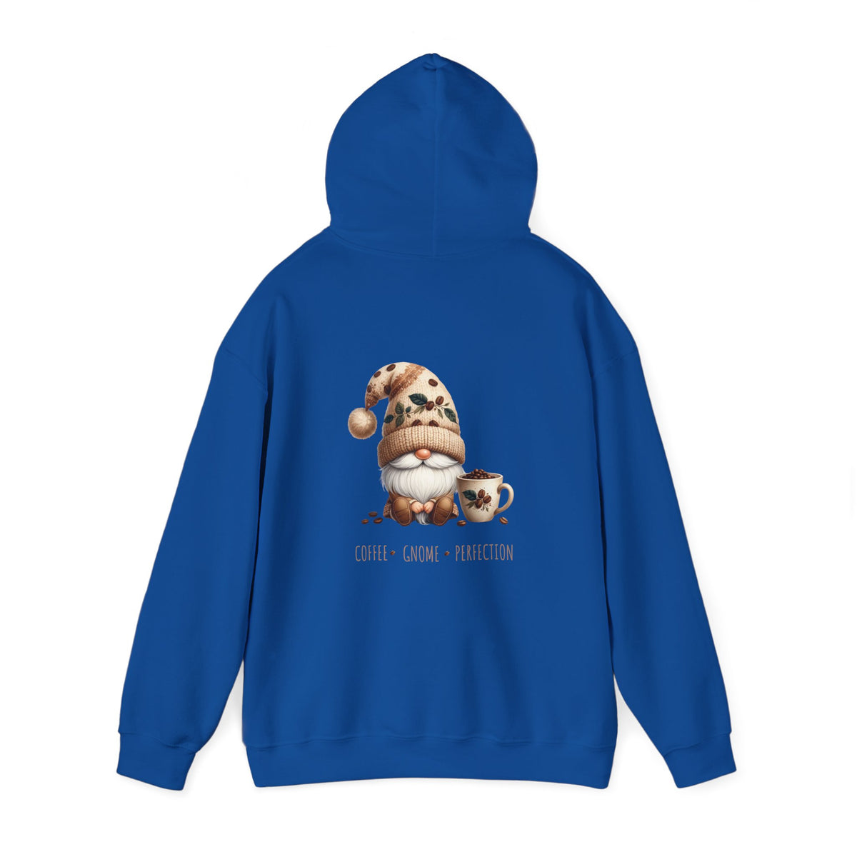 Coffee. Gnome. Perfection (printed on back) - Gnomes - Unisex Heavy Blend™ Hooded Sweatshirt