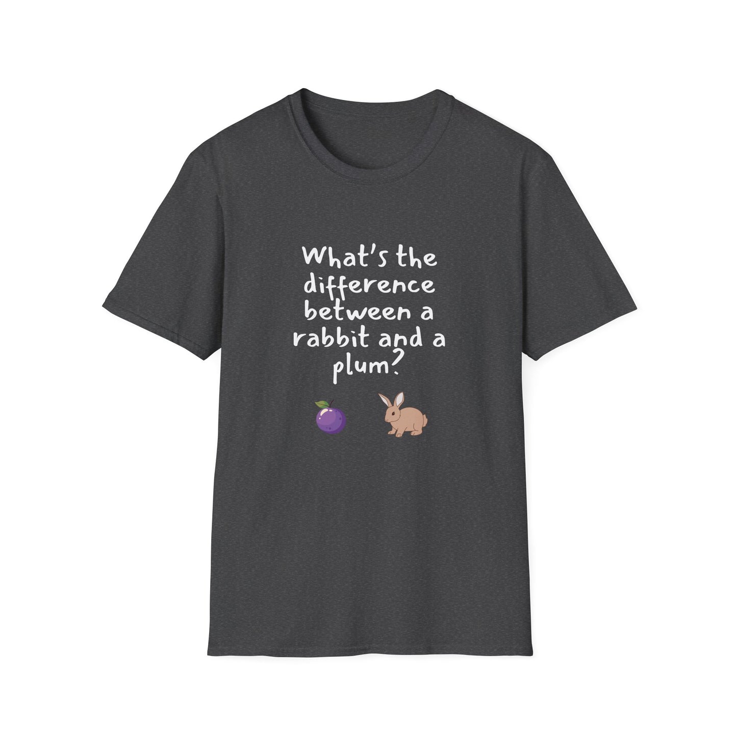 Difference between a Plum and a Rabbit? - Funny - Unisex Softstyle T-Shirt