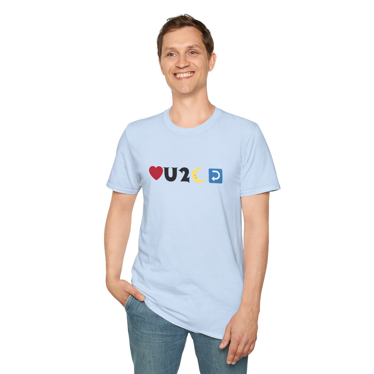 Love you to the moon and back emoji - Unisex Softstyle T-Shirt