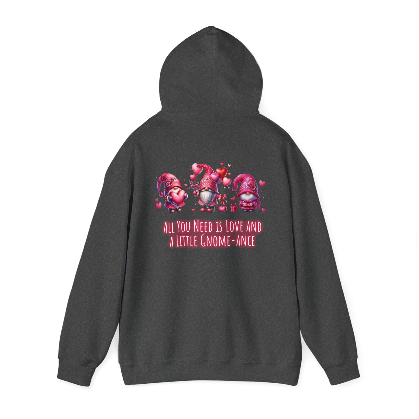 All you need is a little gnome-ance (printed on back) - Gnomes - Unisex Heavy Blend™ Hooded Sweatshirt