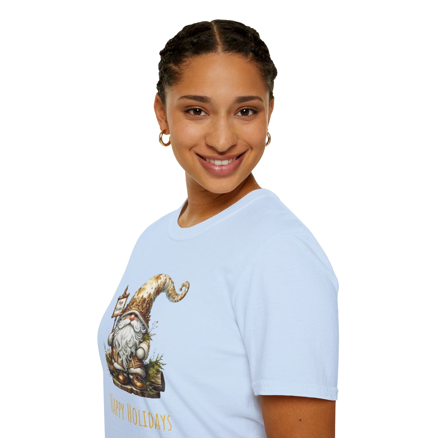 Happy Holidays (gnome) - Christmas- Unisex Softstyle T-Shirt