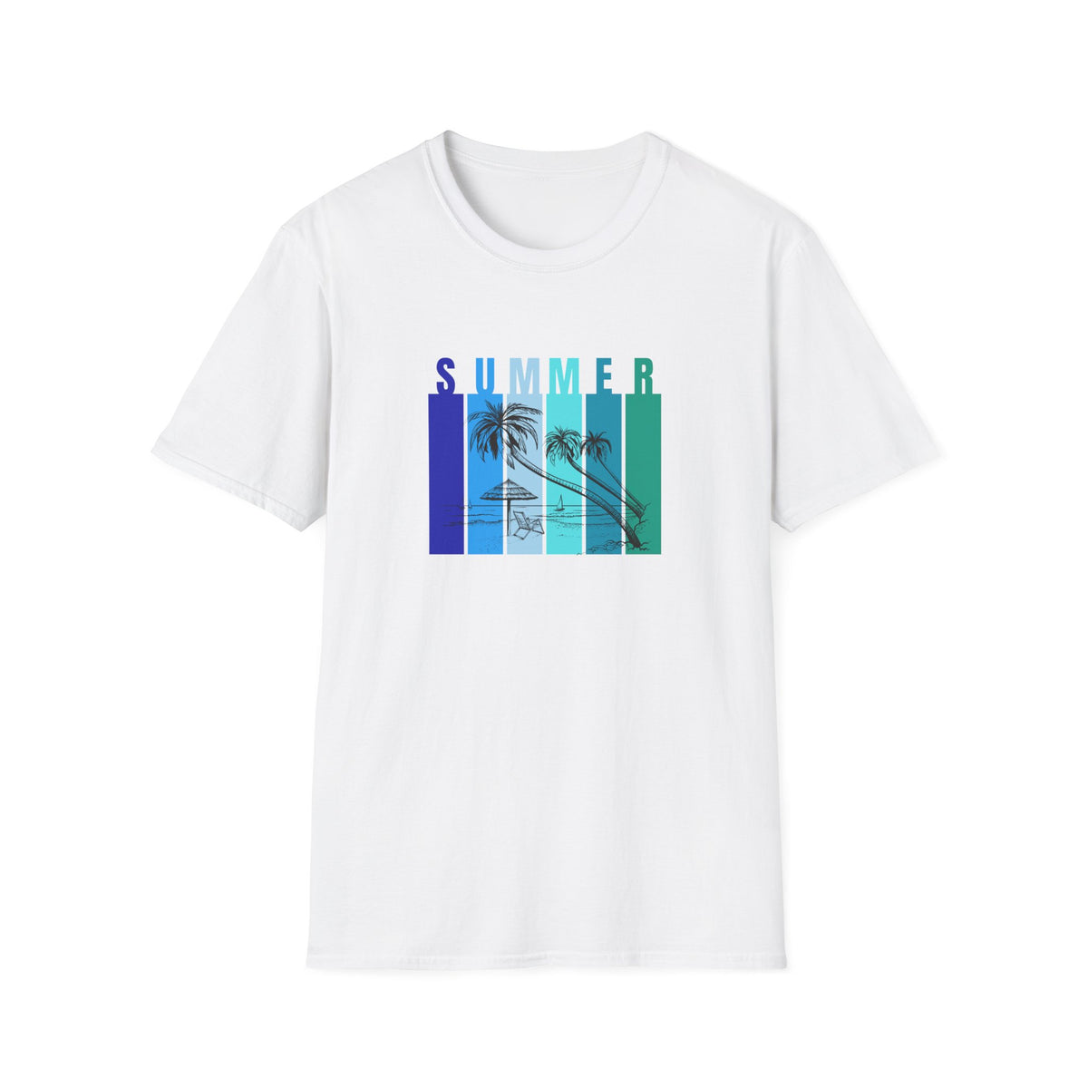Summer (blue bars) - Unisex Softstyle T-Shirt