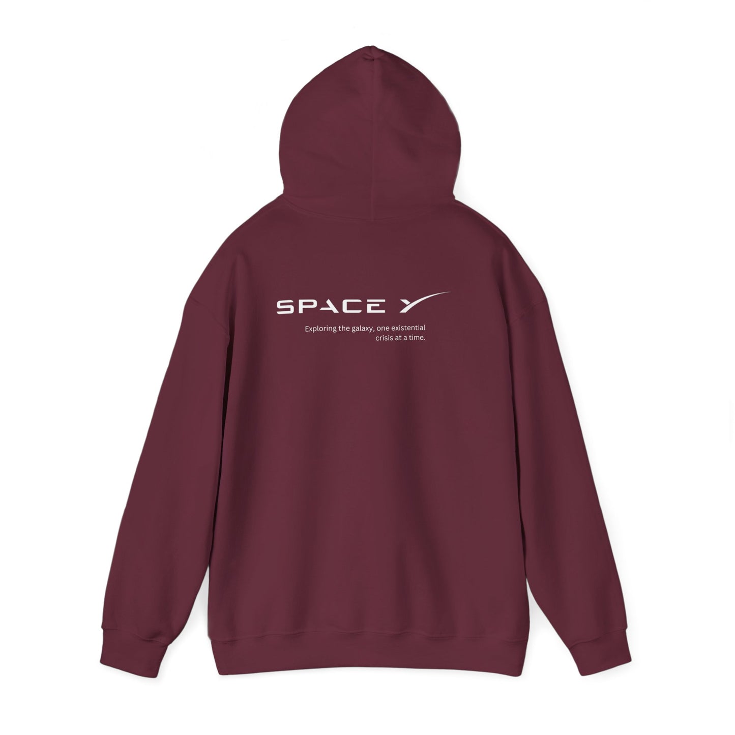 Space Y - exploring the galaxy one existential crisis at a time (printed on back) - Modern Vibes - Unisex Heavy Blend™ Hooded Sweatshirt