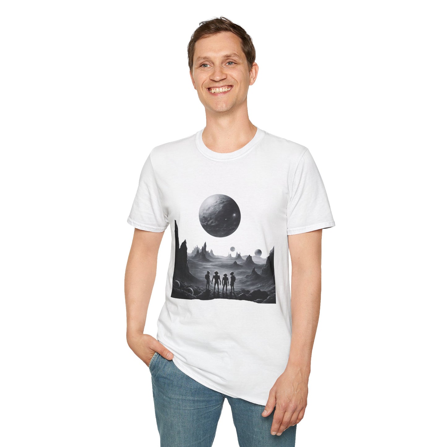 Alien moonscape - Statement Graphic - Unisex Softstyle T-Shirt