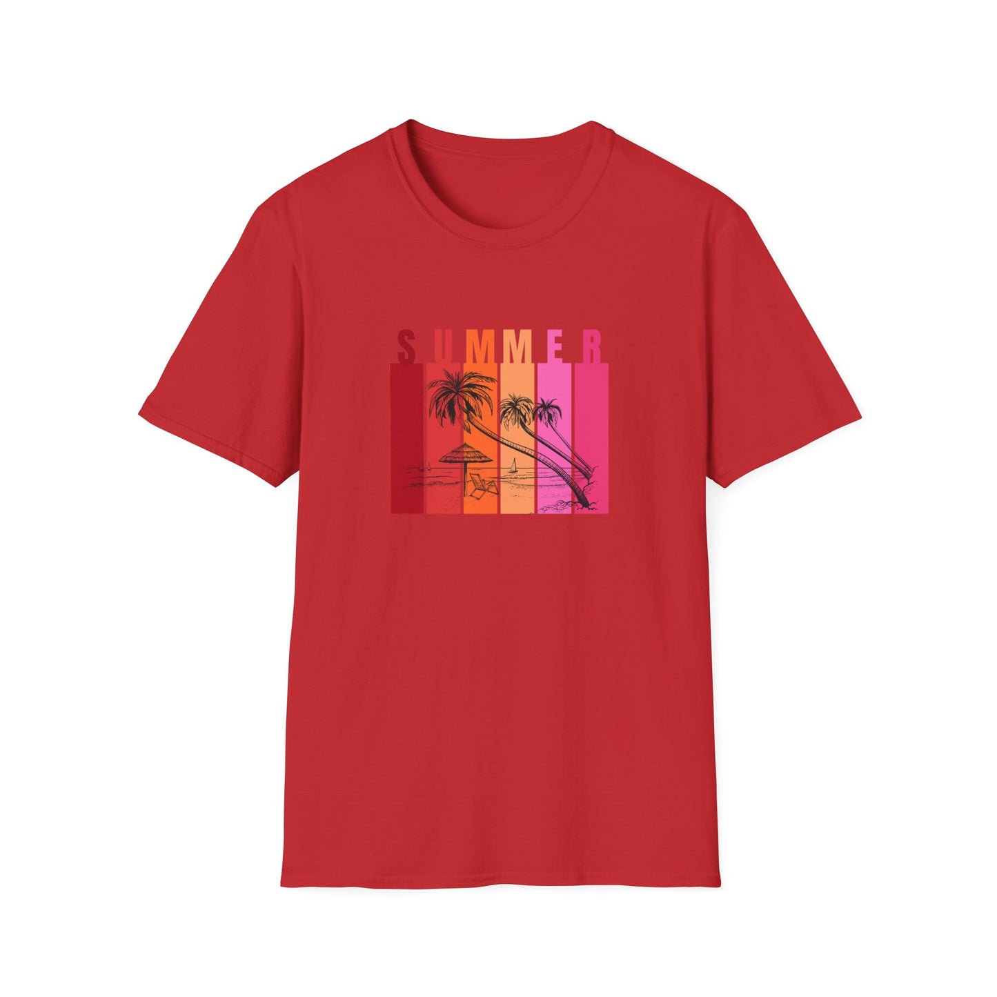 Summer (red bars) - Unisex Softstyle T-Shirt