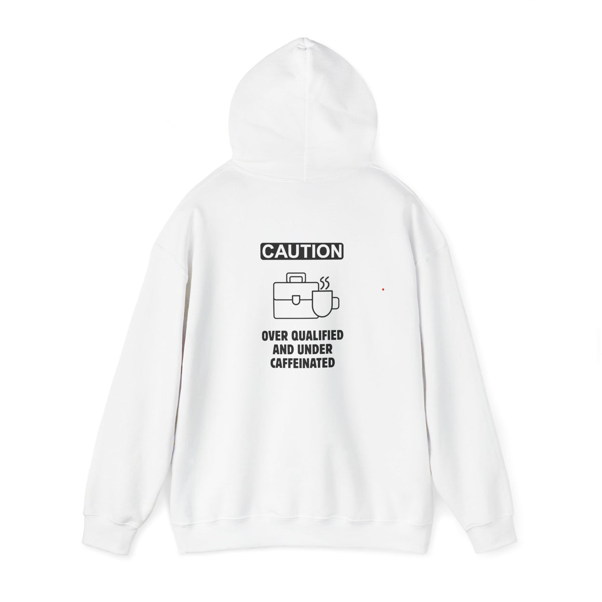 Over qualified, Under caffeinated (printed on back) - Modern Vibes - Unisex Heavy Blend™ Hooded Sweatshirt