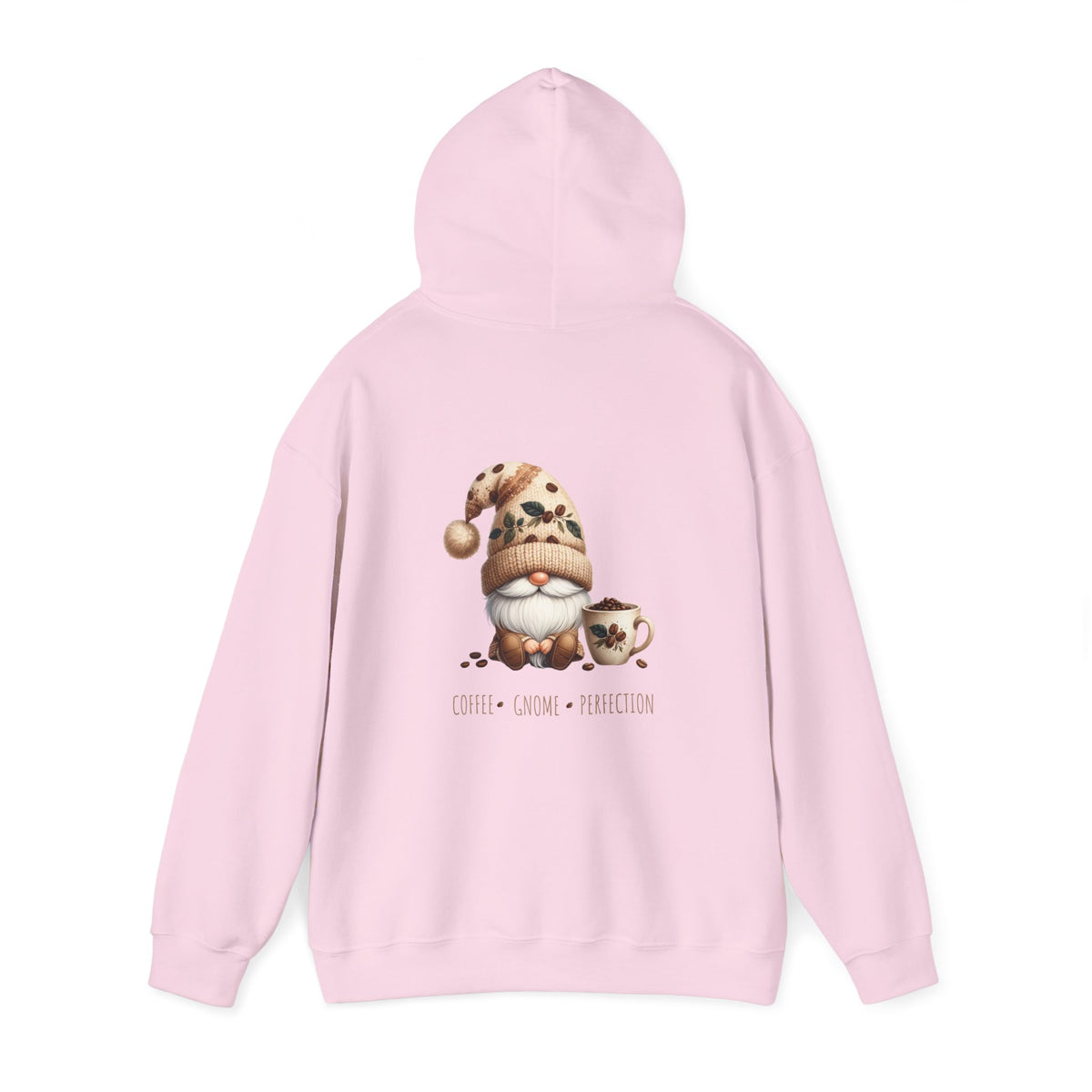 Coffee. Gnome. Perfection (printed on back) - Gnomes - Unisex Heavy Blend™ Hooded Sweatshirt