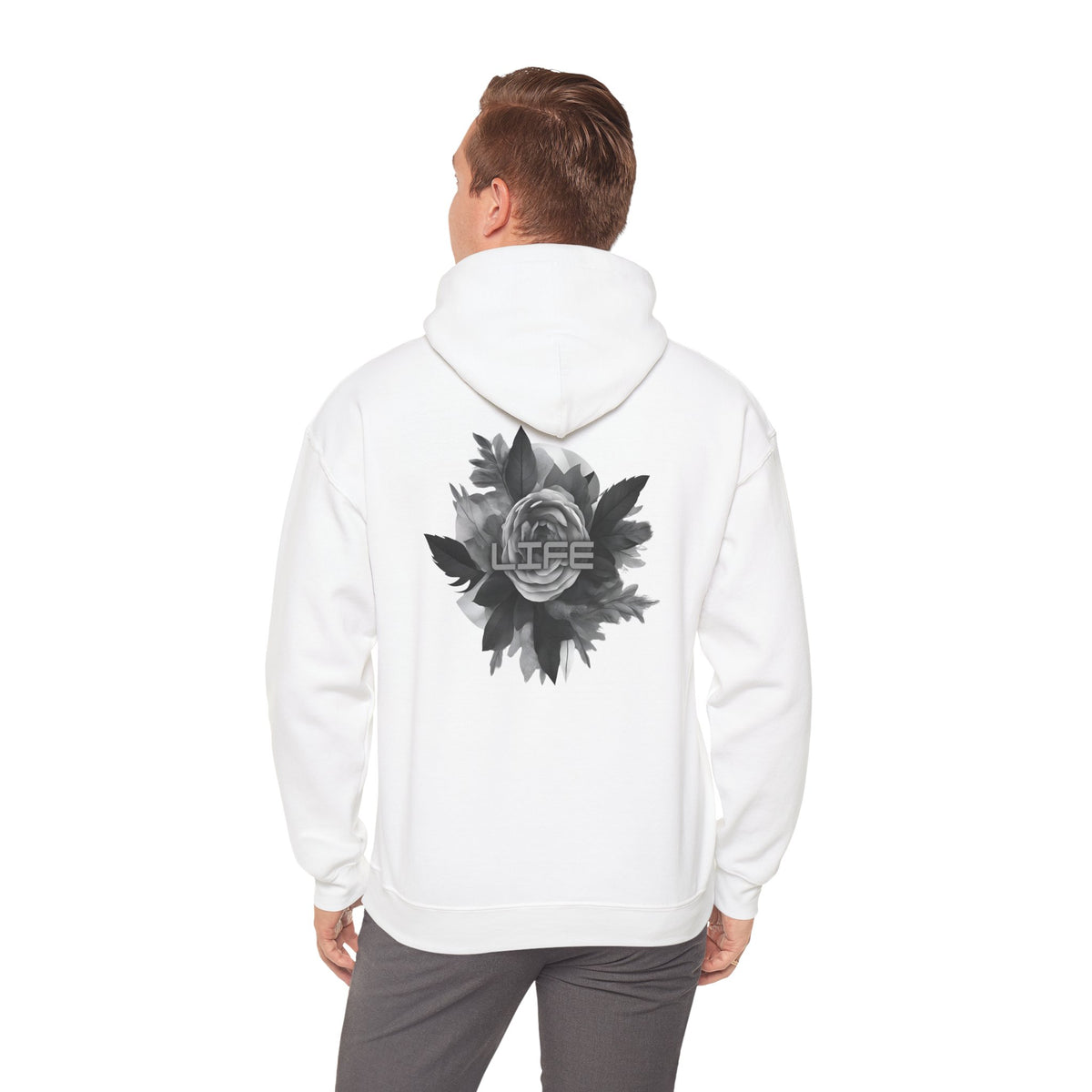 Life (printed on back) - Statement Graphic - Unisex Heavy Blend™ Hooded Sweatshirt
