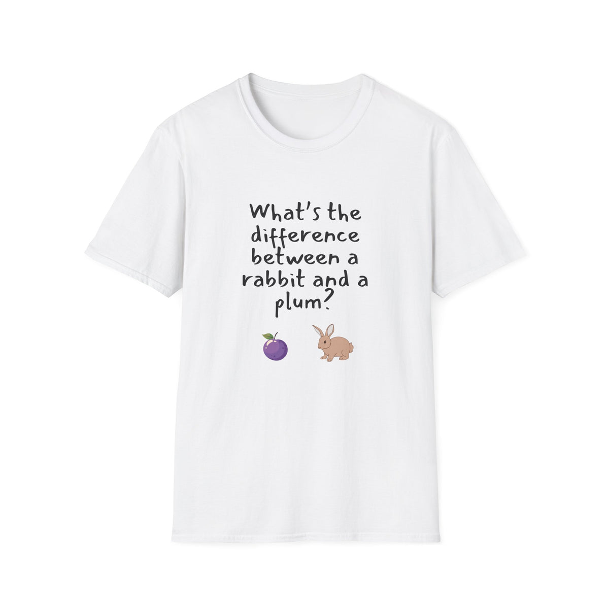Difference between a Plum and a Rabbit? - Funny - Unisex Softstyle T-Shirt