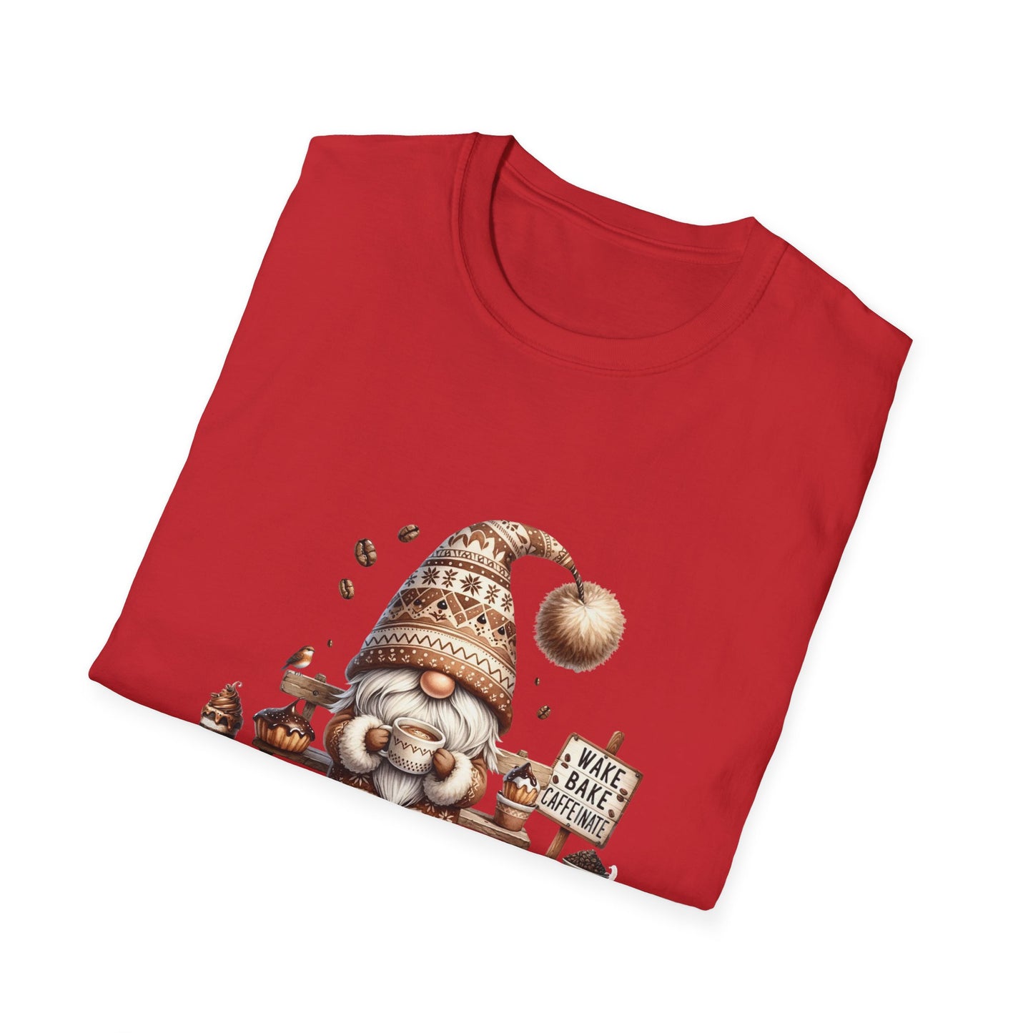 Wake Bake Caffeinate Gnome - Unisex Softstyle T-Shirt