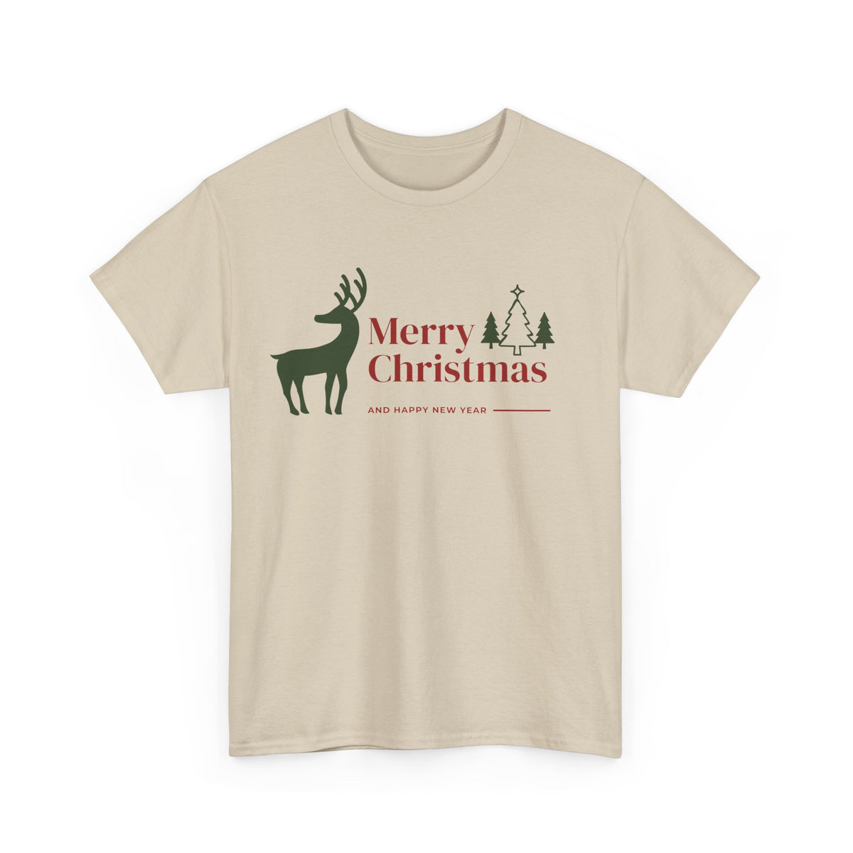 Merry Christmas Deer - Unisex Heavy Cotton Tee