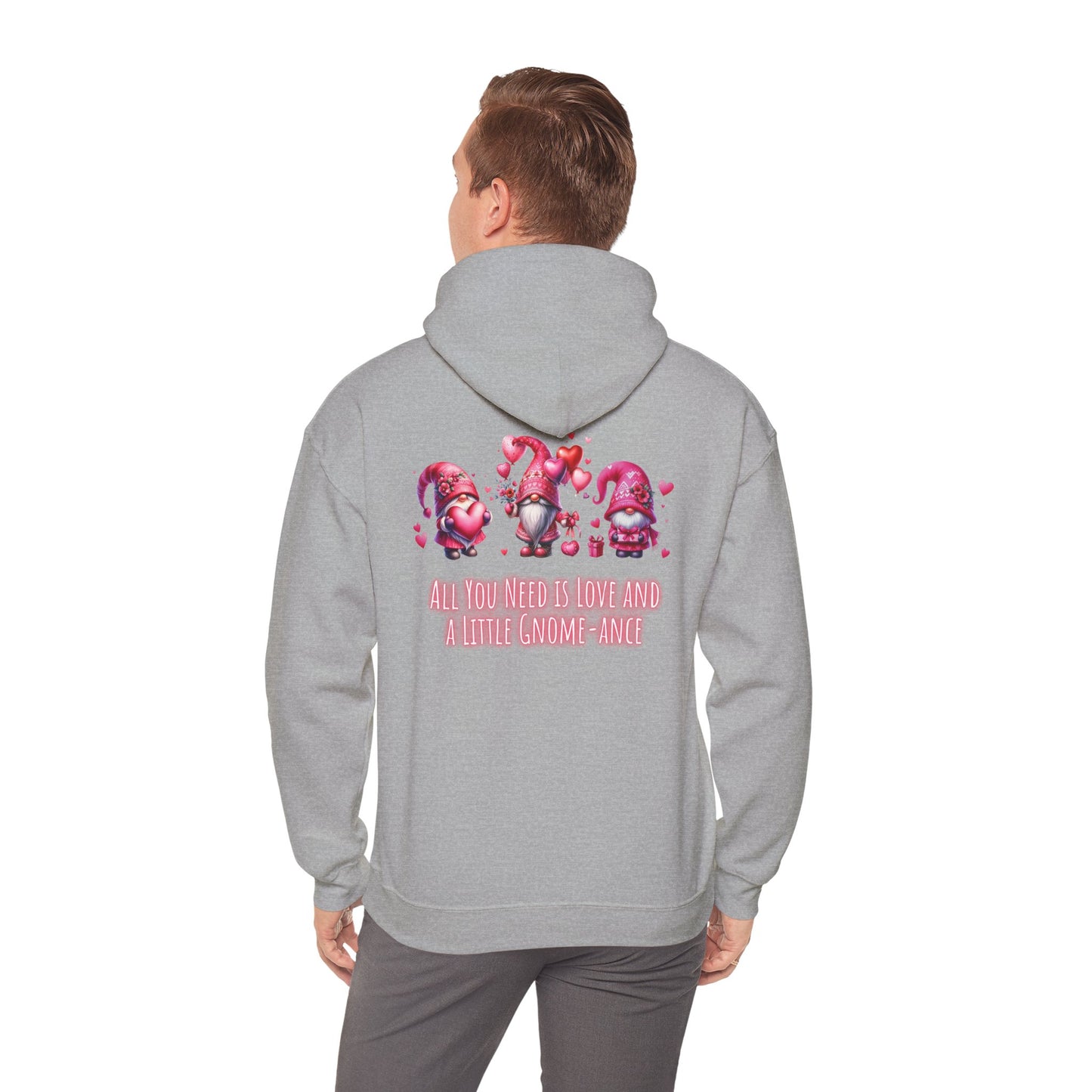 All you need is a little gnome-ance (printed on back) - Gnomes - Unisex Heavy Blend™ Hooded Sweatshirt
