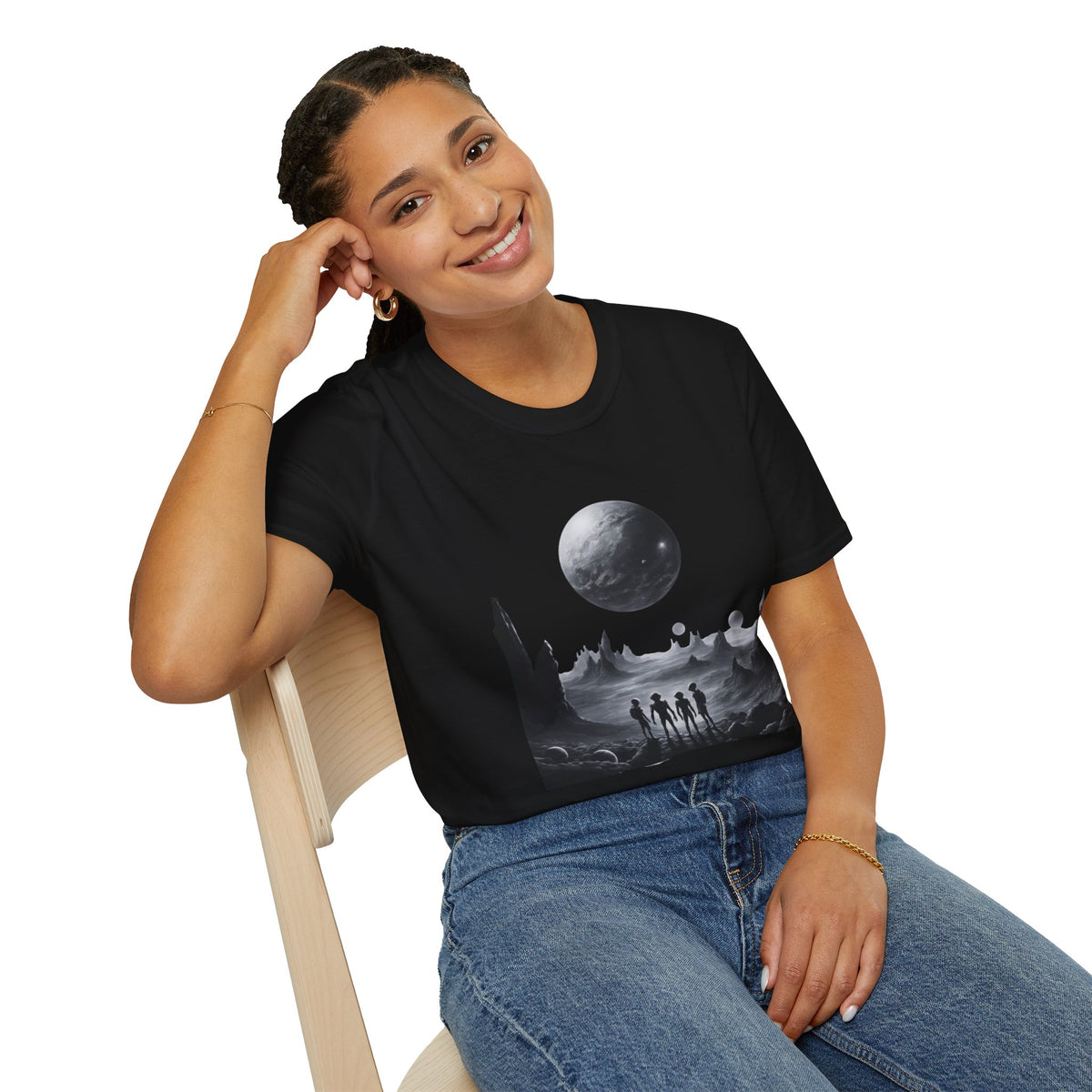 Alien moonscape - Statement Graphic - Unisex Softstyle T-Shirt