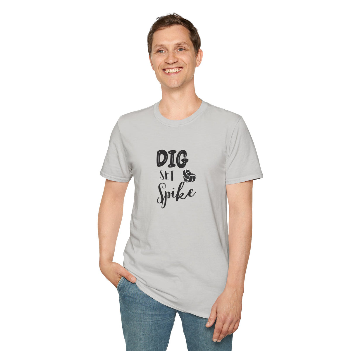 Dig Set Spike (heart ball) - Unisex Softstyle T-Shirt