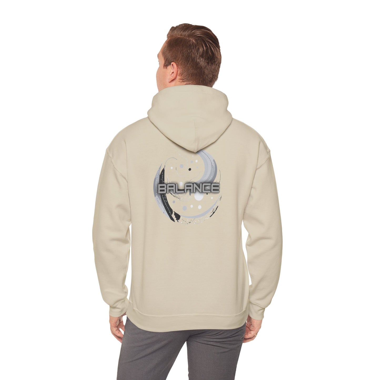 Balance (printed on back) - Statement Graphic - Unisex Heavy Blend™ Hooded Sweatshirt