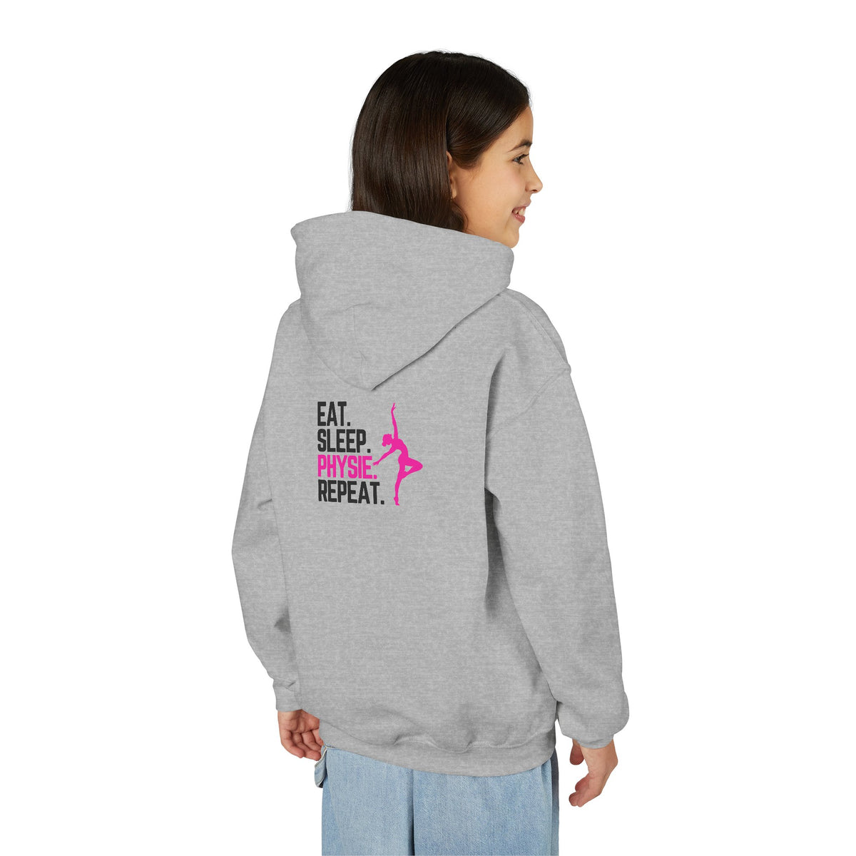 Eat Sleep Physie Repeat (printed on back) - Youth Heavy Blend Hoodie
