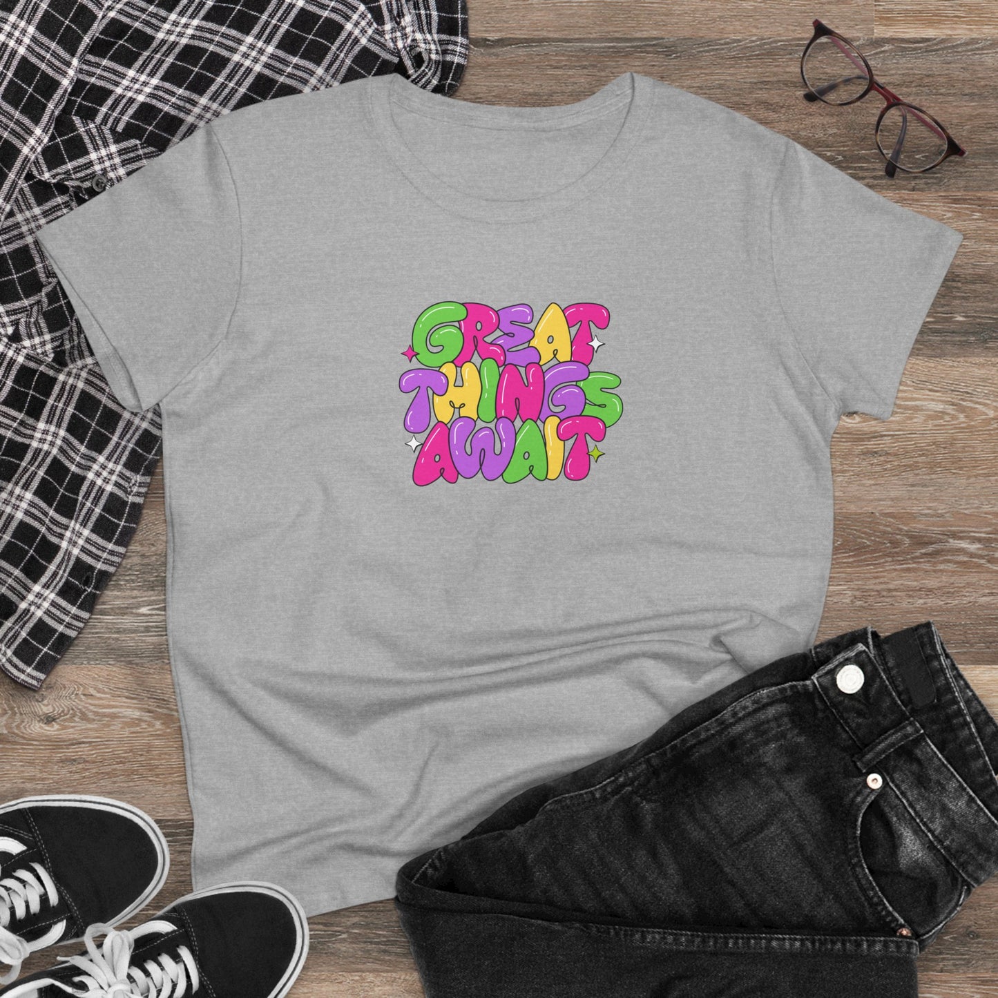 Great things await - Women's Midweight Cotton Tee