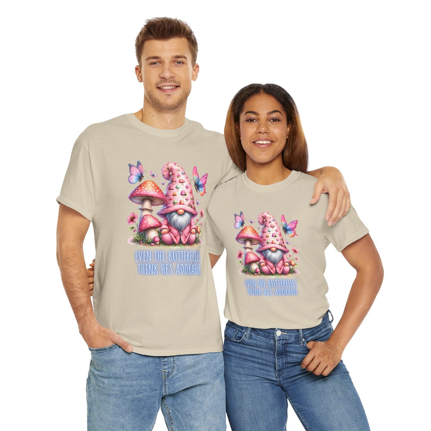 Even the butterflies think he's adorable - Gnome - Unisex Heavy Cotton Tee