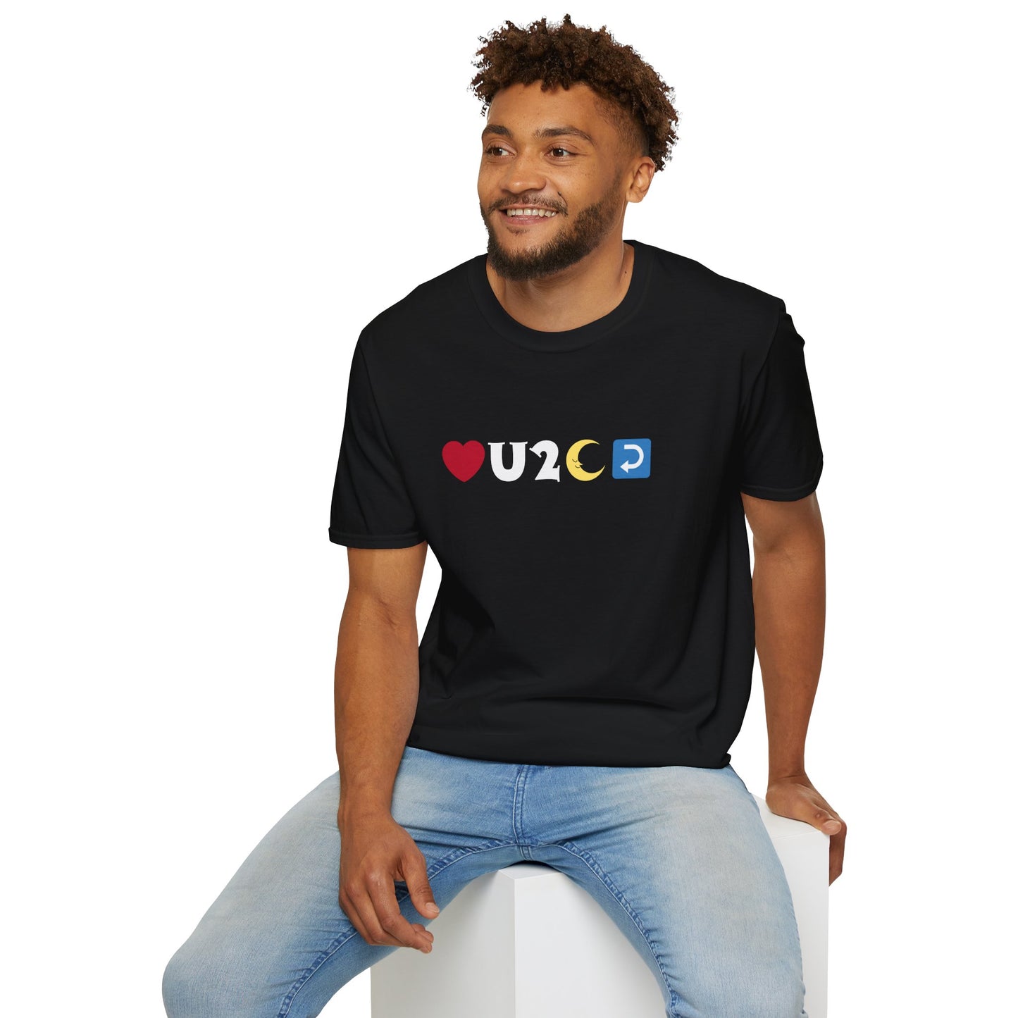 Love you to the moon and back emoji - Unisex Softstyle T-Shirt