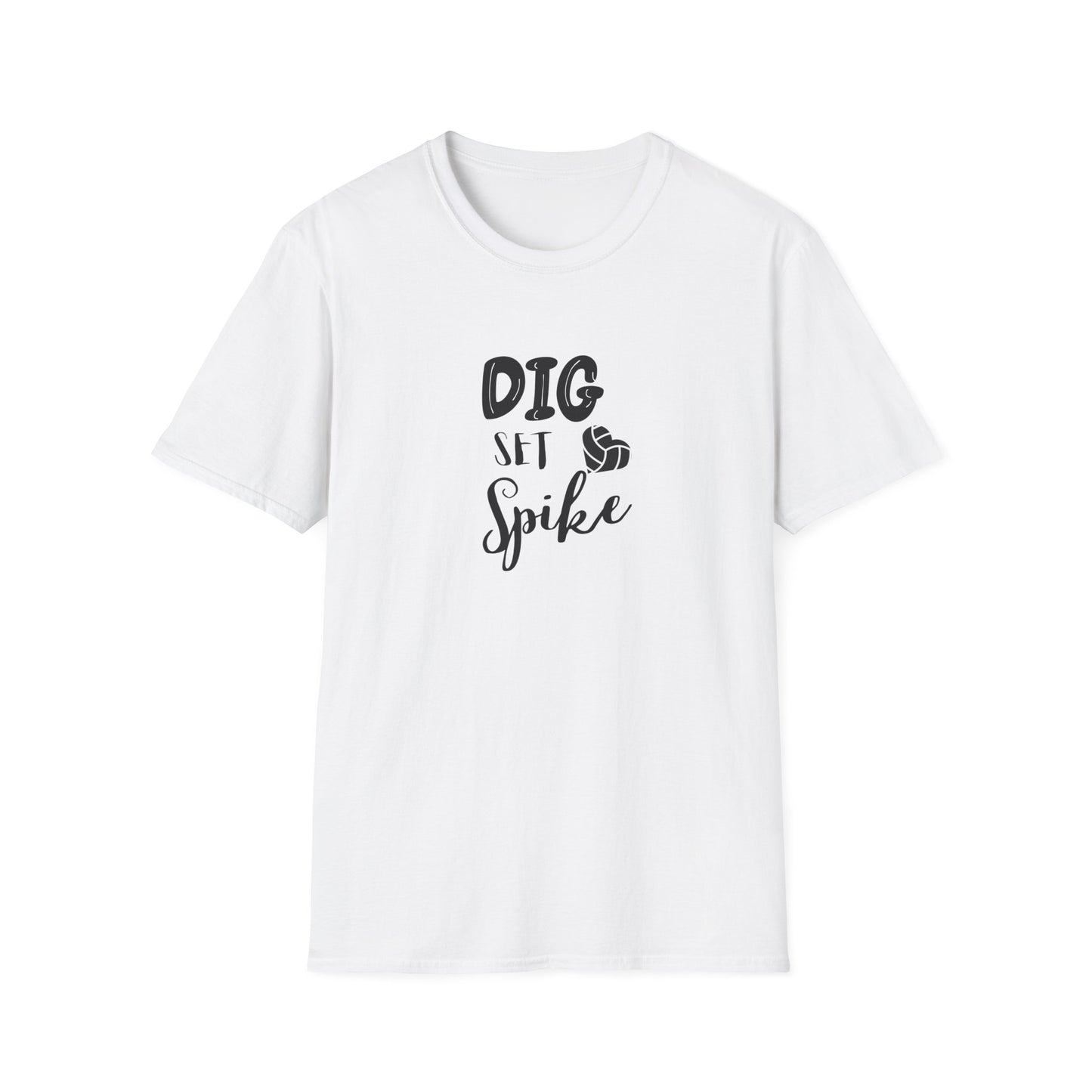Dig Set Spike (heart ball) - Unisex Softstyle T-Shirt