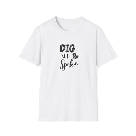 Dig Set Spike (heart ball) - Unisex Softstyle T-Shirt