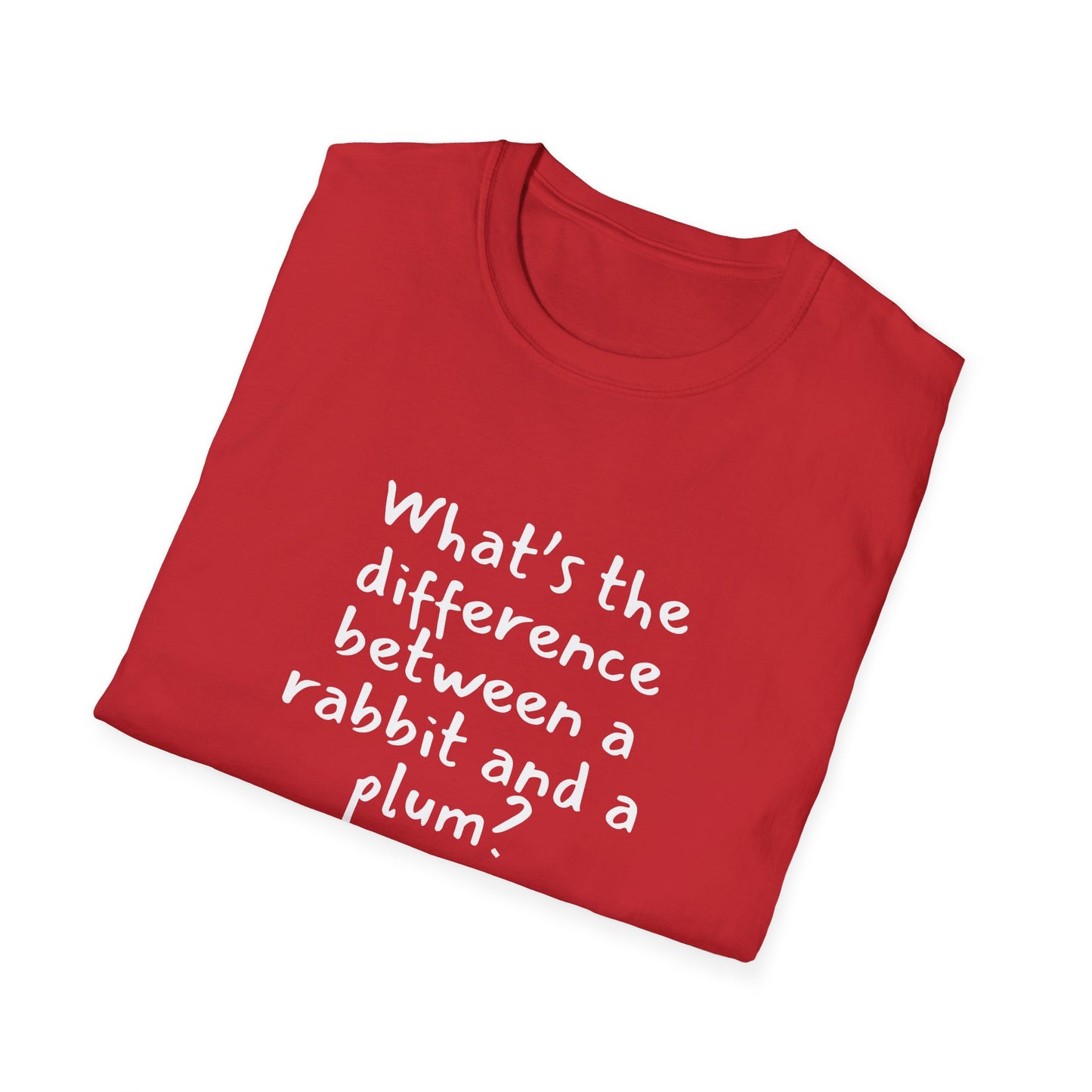 Difference between a Plum and a Rabbit? - Funny - Unisex Softstyle T-Shirt