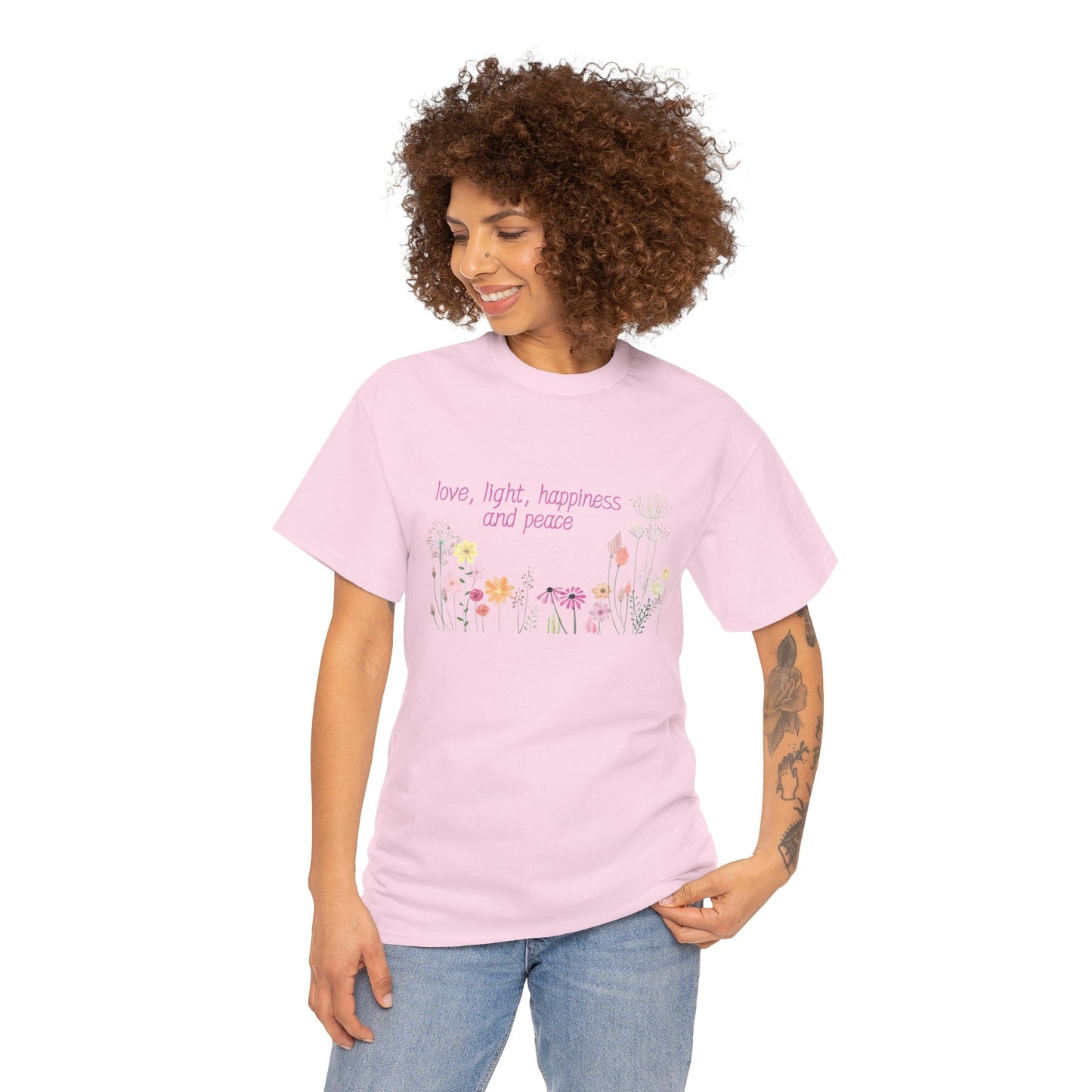 Love, Light, Happiness and Peace - Unisex Heavy Cotton Tee